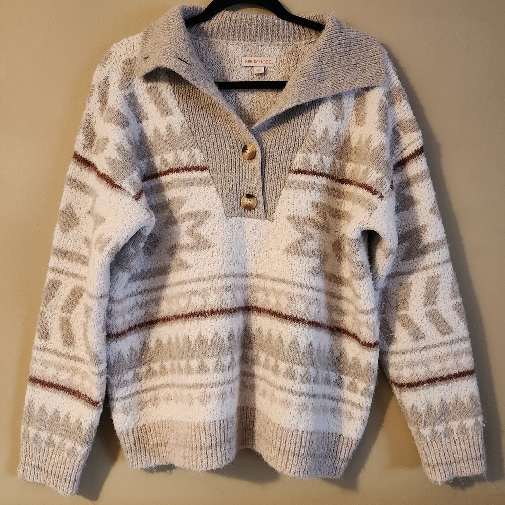 Knox Rose Southwest Print Pullover Sweater